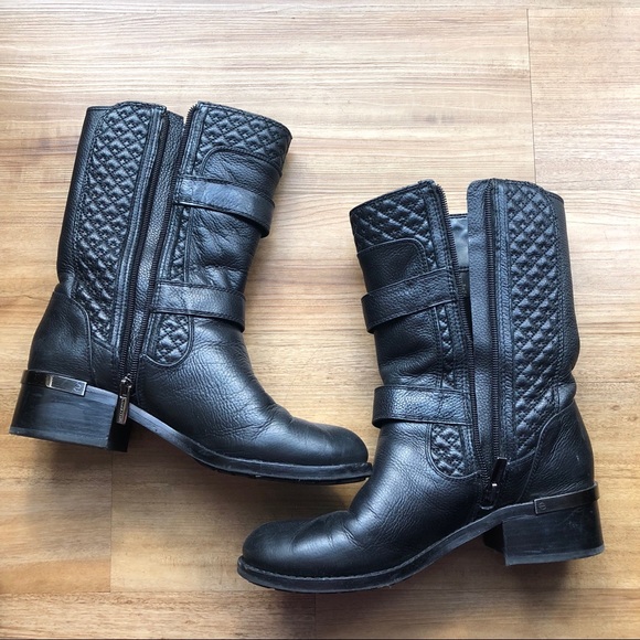 Vince Camuto Welton Buckle Quilted Moto Boots - Picture 4 of 5